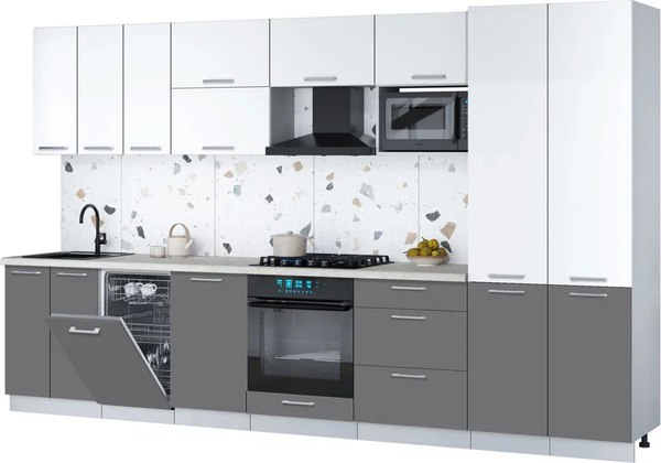 Кухонный гарнитур Интерлиния Мила Gloss 3.5-ПМ4 - фото