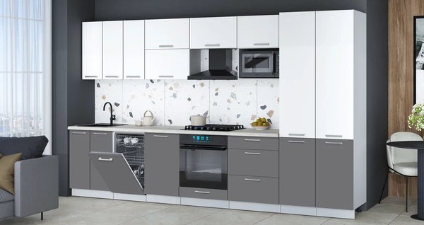 Кухонный гарнитур Интерлиния Мила Gloss 3.5-ПМ4