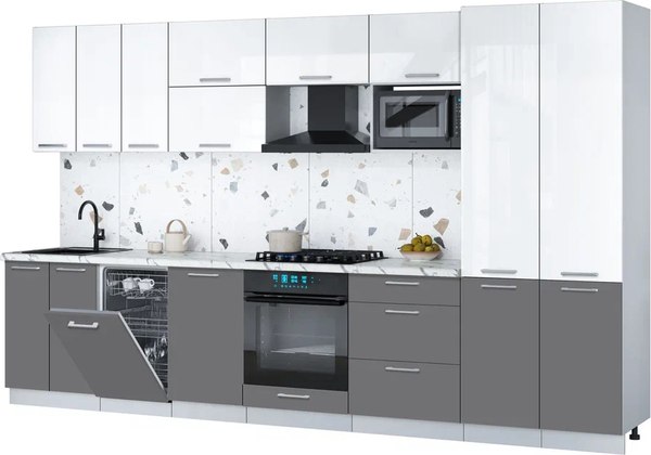 Кухонный гарнитур Интерлиния Мила Gloss 3.5-ПМ4 - фото