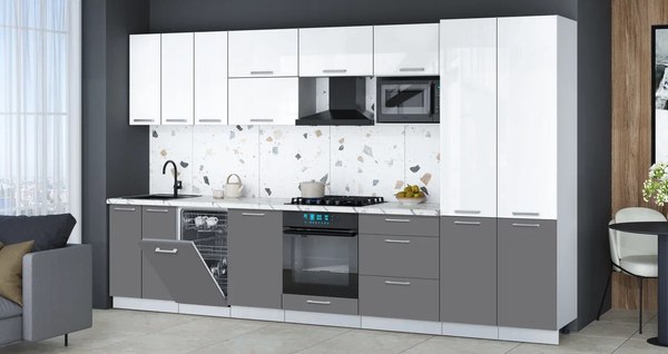 Кухонный гарнитур Интерлиния Мила Gloss 3.5-ПМ4