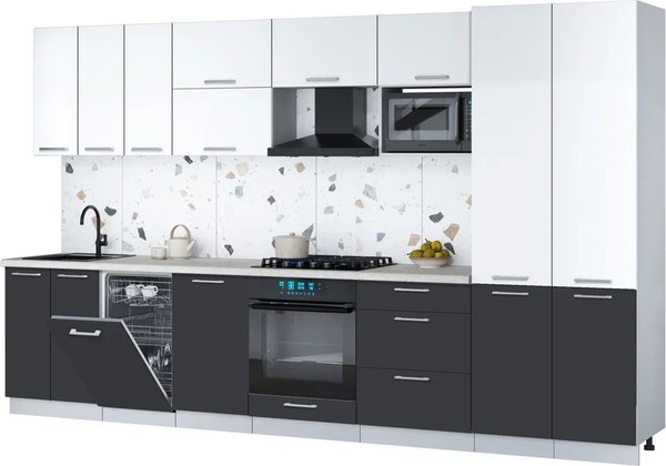 Кухонный гарнитур Интерлиния Мила Gloss 3.5-ПМ4 - фото