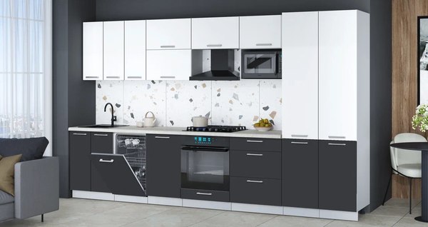 Кухонный гарнитур Интерлиния Мила Gloss 3.5-ПМ4