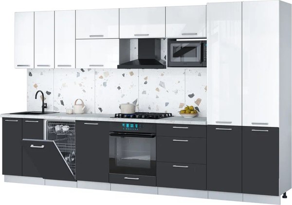 Кухонный гарнитур Интерлиния Мила Gloss 3.5-ПМ4 - фото