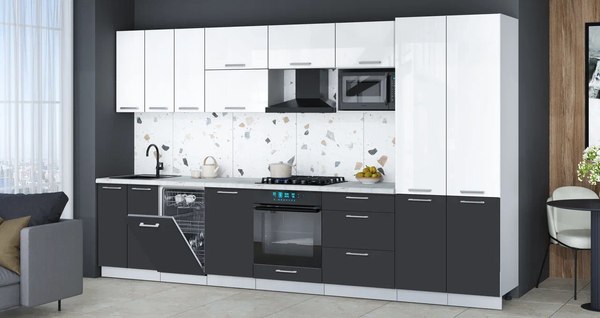 Кухонный гарнитур Интерлиния Мила Gloss 3.5-ПМ4