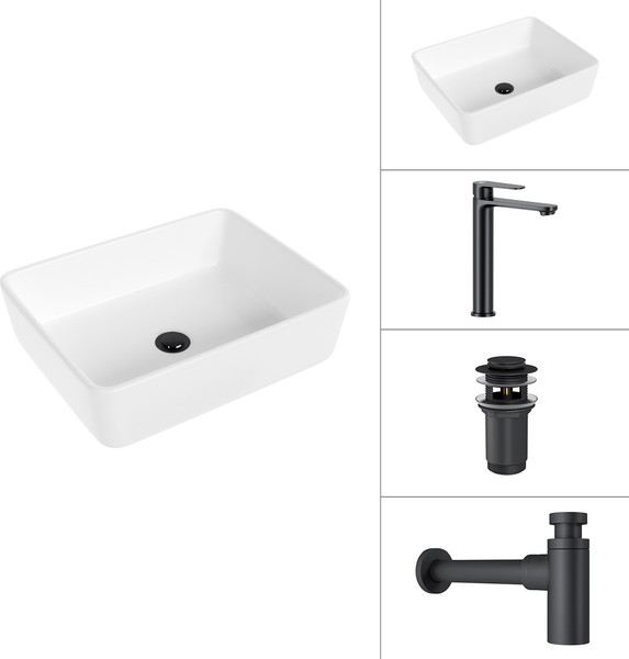 Умывальник со смесителем Lauter 21674 + Moon 21СК8691BS + сифон 21635B + дон.клапан 21190B - фото