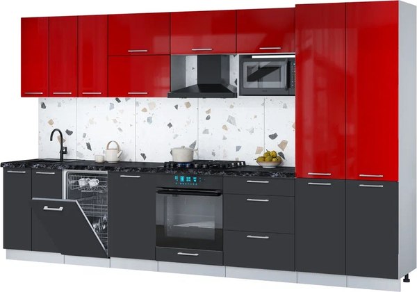 Кухонный гарнитур Интерлиния Мила Gloss 3.5-ПМ4 - фото