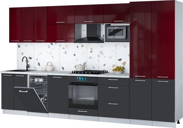 Кухонный гарнитур Интерлиния Мила Gloss 3.5-ПМ4 - фото