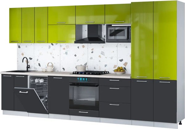 Кухонный гарнитур Интерлиния Мила Gloss 3.5-ПМ4 - фото