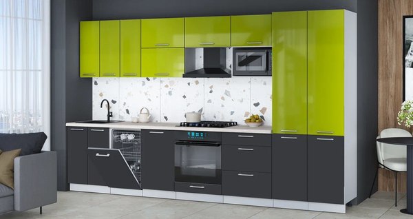 Кухонный гарнитур Интерлиния Мила Gloss 3.5-ПМ4