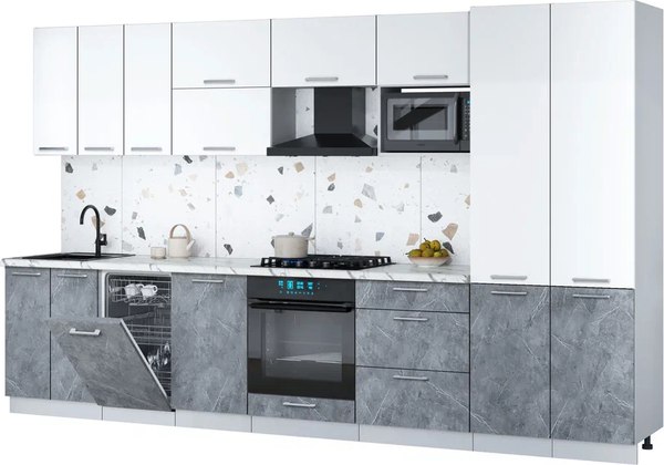 Кухонный гарнитур Интерлиния Мила Gloss 3.5-ПМ4 - фото