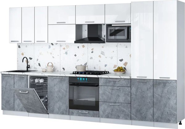 Кухонный гарнитур Интерлиния Мила Gloss 3.5-ПМ4 - фото