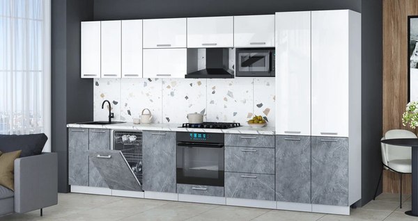 Кухонный гарнитур Интерлиния Мила Gloss 3.5-ПМ4