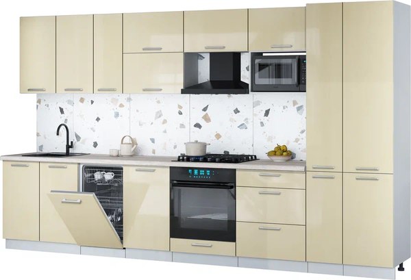 Кухонный гарнитур Интерлиния Мила Gloss 3.6-ПМ4 - фото