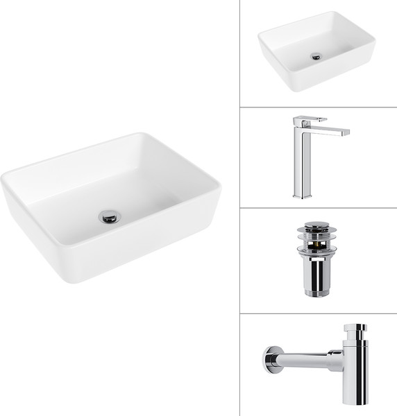 Умывальник со смесителем Lauter 21674 + Cascade 21СК0655C + сифон 21635CH + дон.клапан 21190CH - фото