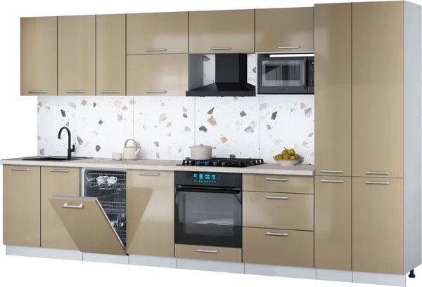 Кухонный гарнитур Интерлиния Мила Gloss 3.6-ПМ4 - фото