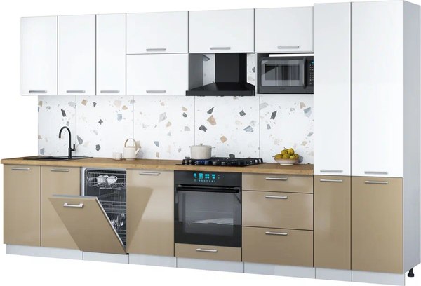Кухонный гарнитур Интерлиния Мила Gloss 3.6-ПМ4 - фото
