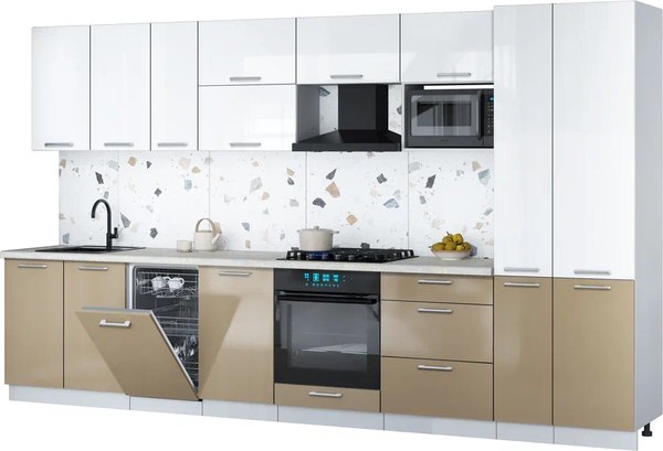 Кухонный гарнитур Интерлиния Мила Gloss 3.6-ПМ4 - фото