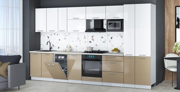 Кухонный гарнитур Интерлиния Мила Gloss 3.6-ПМ4