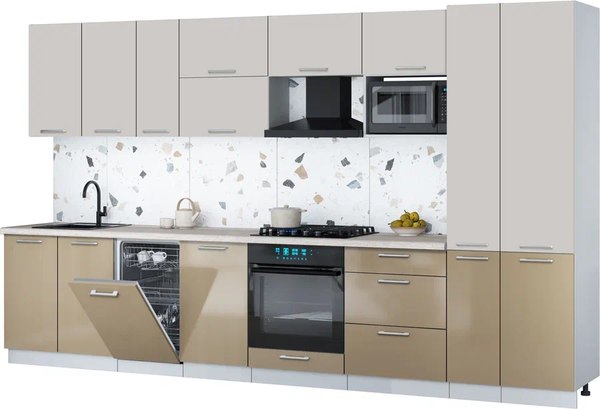 Кухонный гарнитур Интерлиния Мила Gloss 3.6-ПМ4 - фото