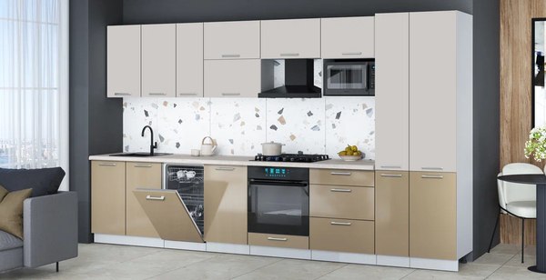 Кухонный гарнитур Интерлиния Мила Gloss 3.6-ПМ4