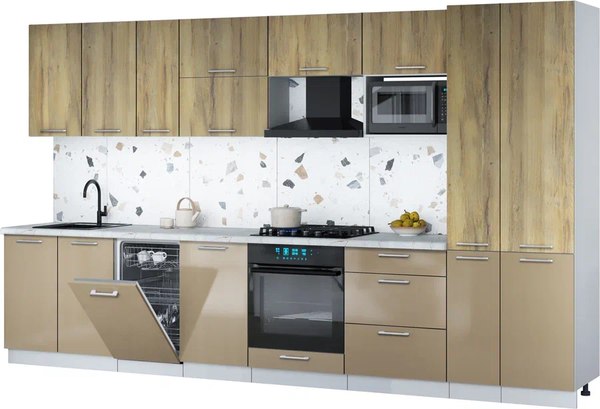 Кухонный гарнитур Интерлиния Мила Gloss 3.6-ПМ4 - фото