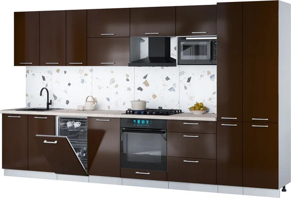 Кухонный гарнитур Интерлиния Мила Gloss 3.6-ПМ4 - фото
