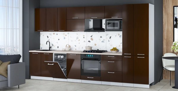 Кухонный гарнитур Интерлиния Мила Gloss 3.6-ПМ4