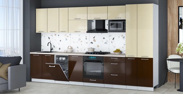 Кухонный гарнитур Интерлиния Мила Gloss 3.6-ПМ4