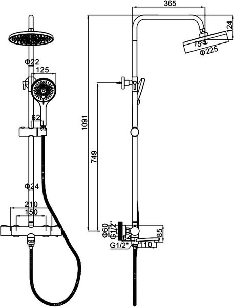 Душевая система со смесителем Ledeme L2427D