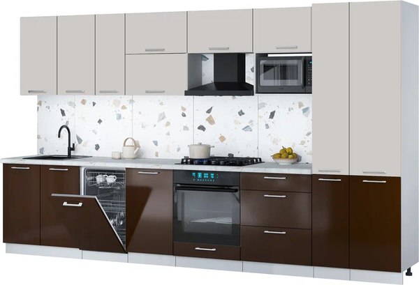 Кухонный гарнитур Интерлиния Мила Gloss 3.6-ПМ4 - фото