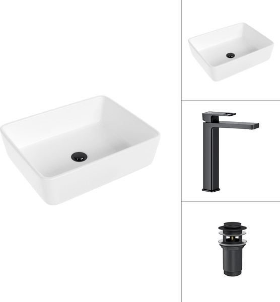 Умывальник со смесителем Lauter 21674 + Cascade 21СК0655BS с донным клапаном 21190B - фото