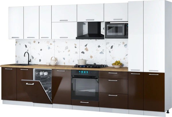Кухонный гарнитур Интерлиния Мила Gloss 3.6-ПМ4 - фото