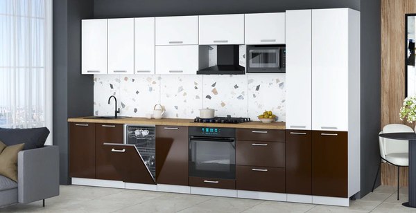 Кухонный гарнитур Интерлиния Мила Gloss 3.6-ПМ4