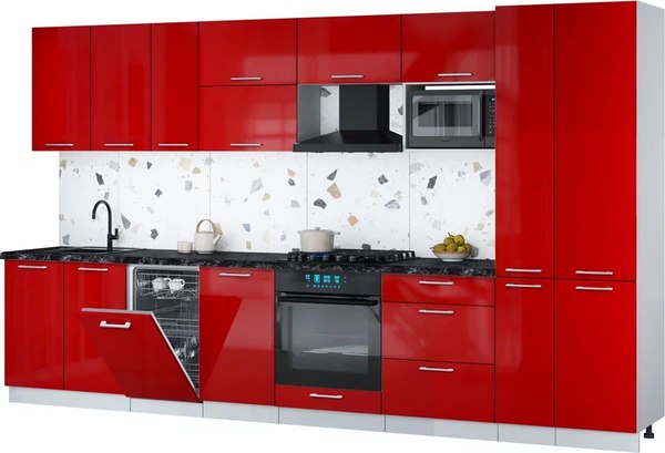 Кухонный гарнитур Интерлиния Мила Gloss 3.6-ПМ4 - фото