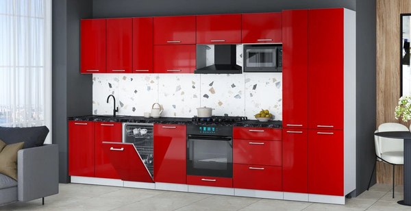 Кухонный гарнитур Интерлиния Мила Gloss 3.6-ПМ4