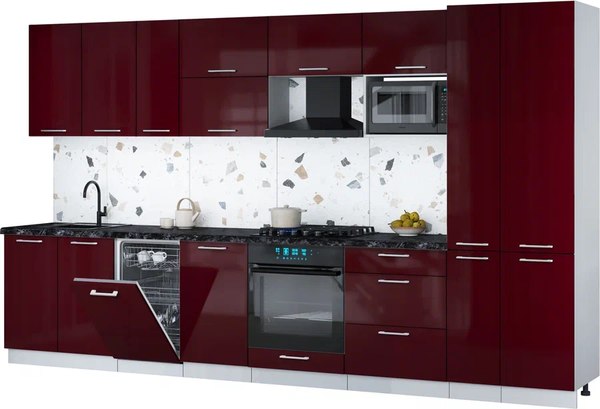 Кухонный гарнитур Интерлиния Мила Gloss 3.6-ПМ4 - фото