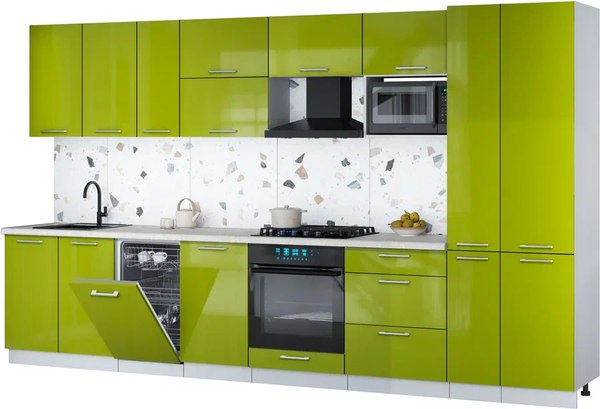 Кухонный гарнитур Интерлиния Мила Gloss 3.6-ПМ4 - фото