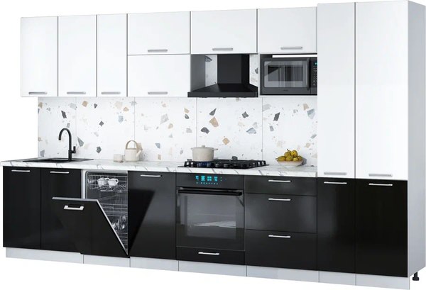 Кухонный гарнитур Интерлиния Мила Gloss 3.6-ПМ4 - фото