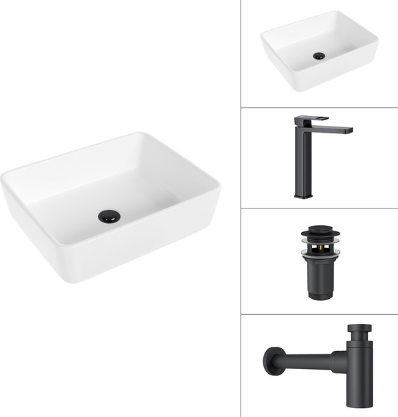 Умывальник со смесителем Lauter 21674 + Cascade 21СК0655BS + сифон 21635B + дон.клапан 21190B - фото