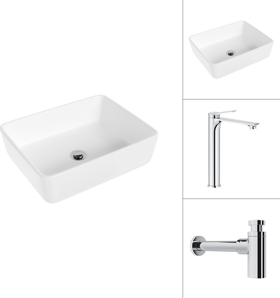 Умывальник со смесителем Lauter 21674 + Rio 21AM12672 с сифоном 21635CH - фото