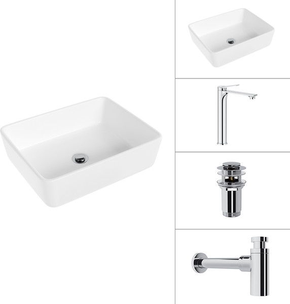 Умывальник со смесителем Lauter 21674 + Rio 21AM12672 + сифон 21635CH + дон.клапан 21190CH - фото