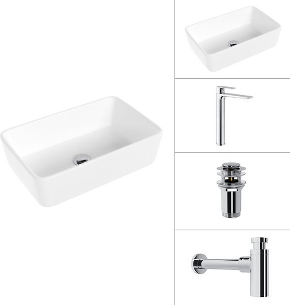 Умывальник со смесителем Lauter 21674A + Reef 21CK8678C + сифон 21635CH + дон.клапан 21190CH - фото