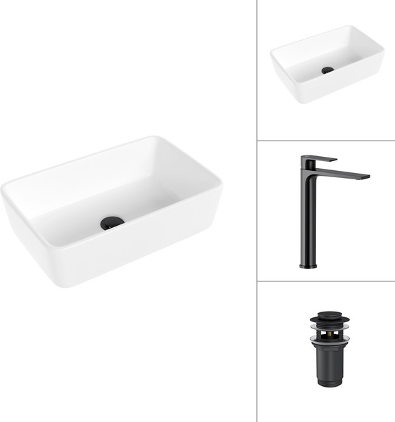 Умывальник со смесителем Lauter 21674A + Reef 21CK8678BS с донным клапаном 21190B - фото