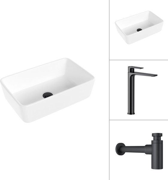 Умывальник со смесителем Lauter 21674A + Reef 21CK8678BS с сифоном 21635B - фото