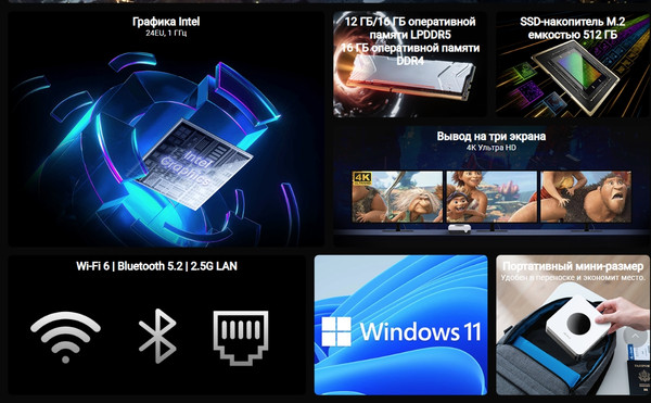 Неттоп Chuwi LarkBox X N150 12GB/512GB Win11 Home