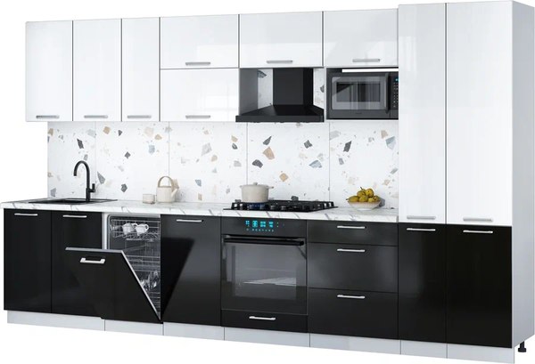 Кухонный гарнитур Интерлиния Мила Gloss 3.6-ПМ4 - фото
