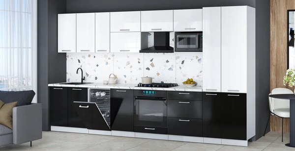 Кухонный гарнитур Интерлиния Мила Gloss 3.6-ПМ4