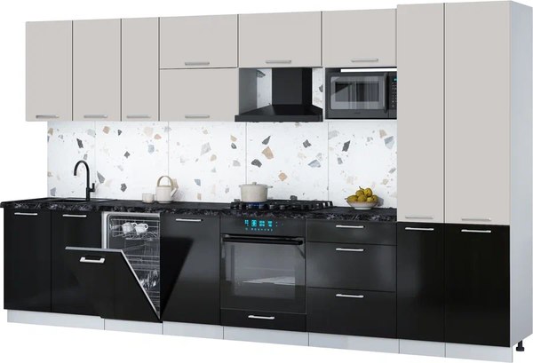 Кухонный гарнитур Интерлиния Мила Gloss 3.6-ПМ4 - фото