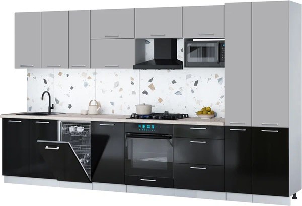Кухонный гарнитур Интерлиния Мила Gloss 3.6-ПМ4 - фото
