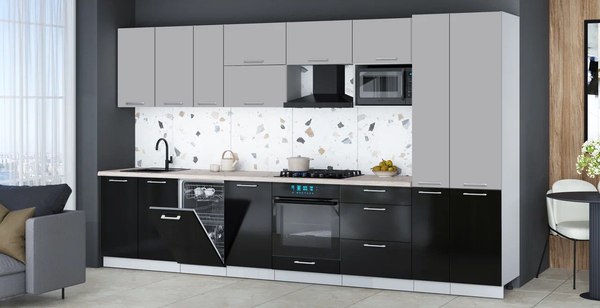 Кухонный гарнитур Интерлиния Мила Gloss 3.6-ПМ4